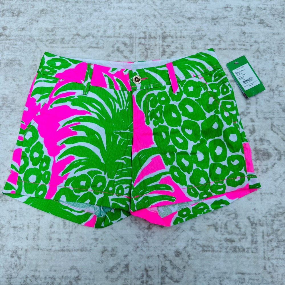 Lilly Pulitzer Callahan Short Womens 0 Pink Green NWT Pineapple Print
